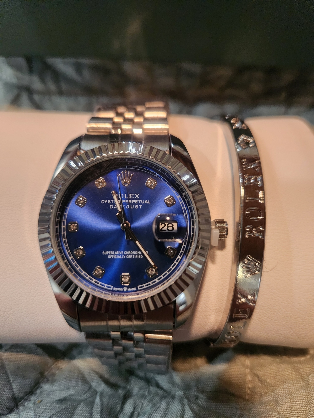 Rolex Men's Watch - Blue Dial, Silver Bracelet